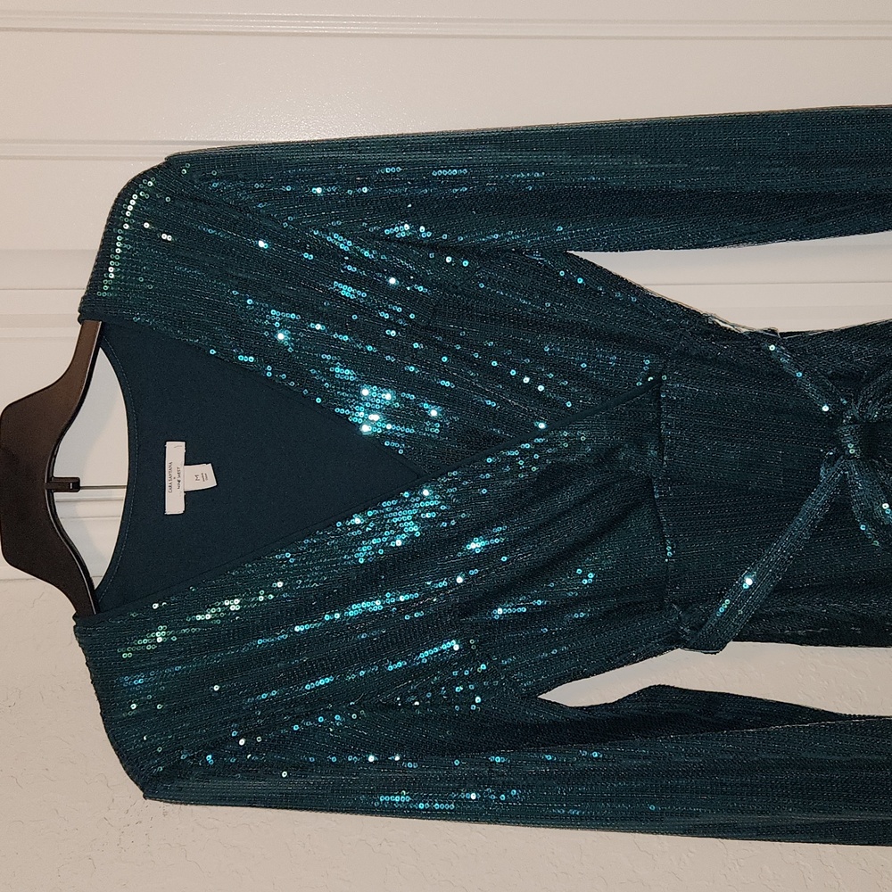Emerald green sequins dress
